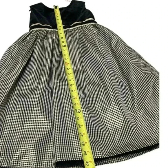 PERFECTLY DRESSED black Velvet Gold Metallic Check Plaid Taffeta dress girls 8 - Picture 8 of 9